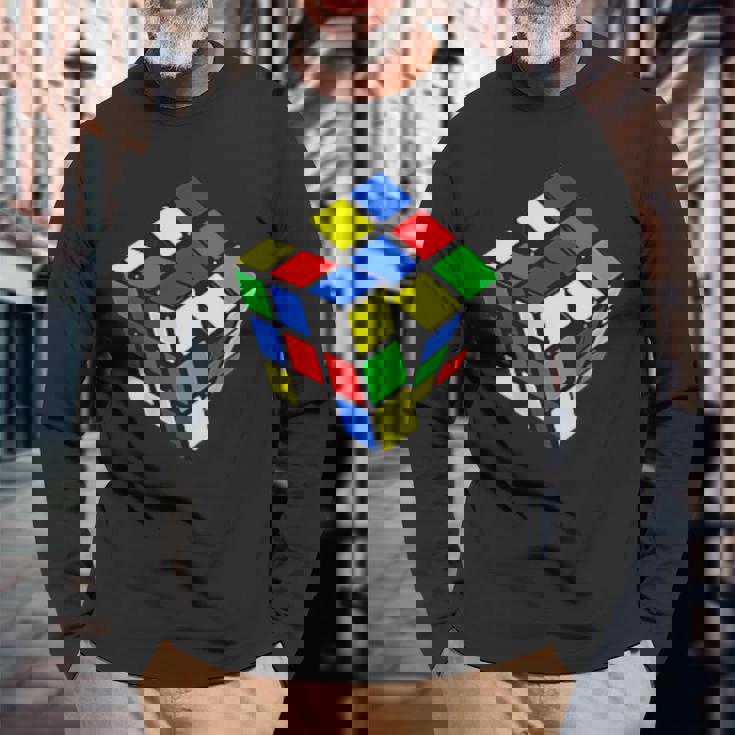 Impossible Rubik Rubix キューブポケット レトロ ゲームボーイ 長袖Tシャツ 高齢者への贈り物