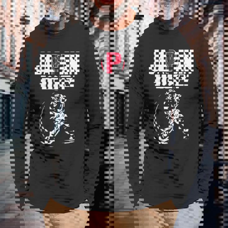 Japan Ice Hockey ファンジャージ 日本のホッケーチームを応援 長袖Tシャツ 高齢者への贈り物