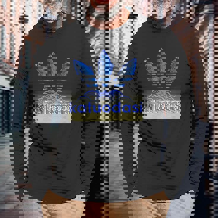 Katuodasi鰹と出汁の和風アートデザイン 長袖Tシャツ 高齢者への贈り物