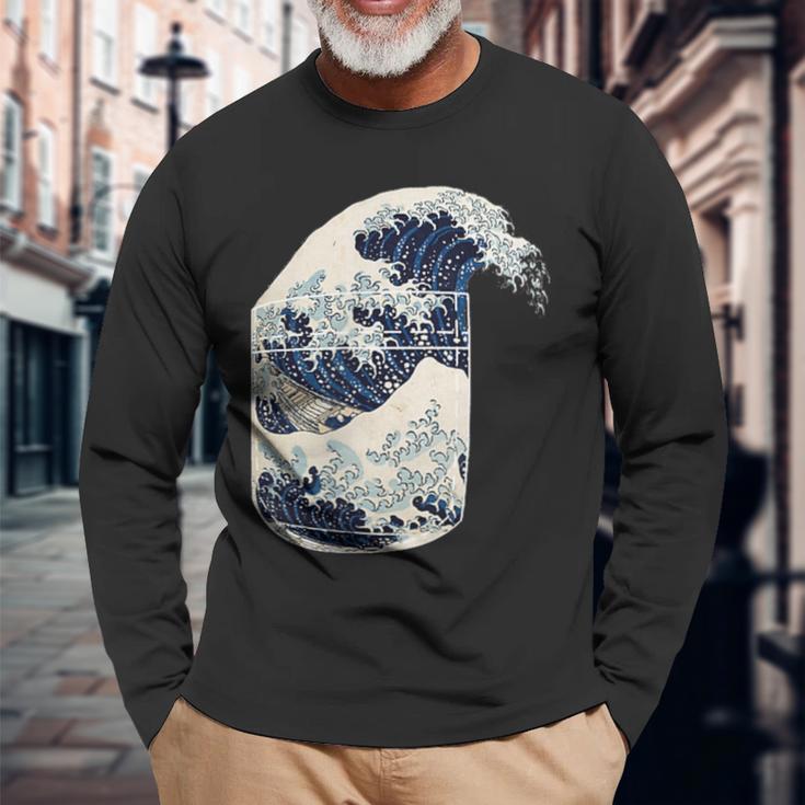La Gran Ola Japonesa Kanagawa La Gran Ola Japonesa Camiseta de manga larga Regalos para ancianos