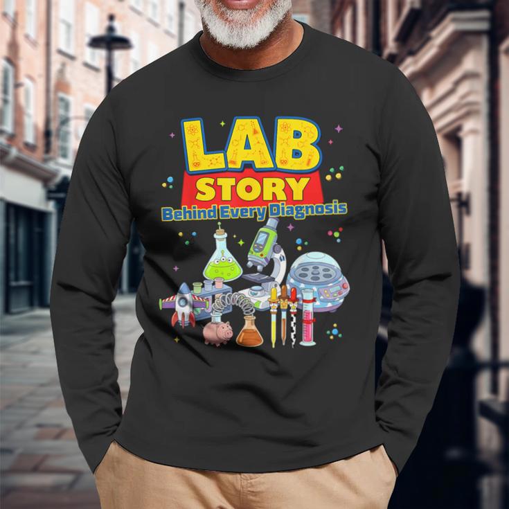 Lab Story Cute Science Laboratory Diagnostic Lab Week 2026 Long Sleeve T-Shirt Gifts for Old Men