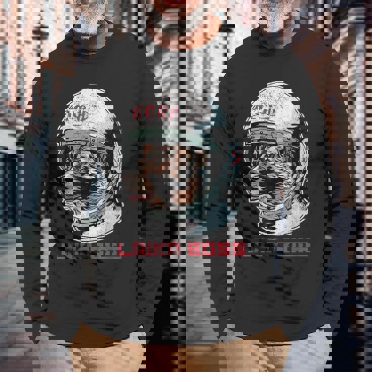 Laika Boss ヴィンテージ Cccp ソビエトロシアソ連宇宙犬 長袖Tシャツ 高齢者への贈り物