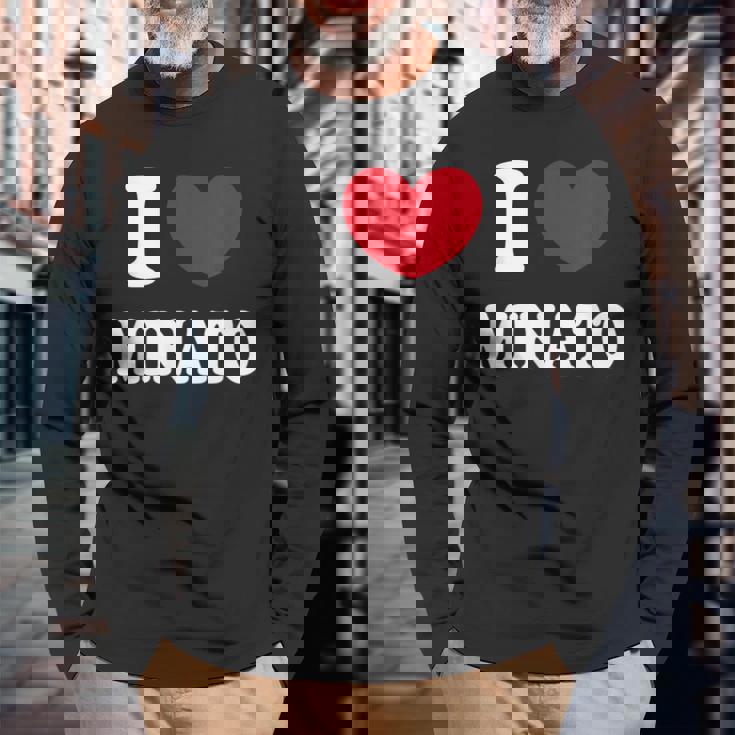 I Love Minato ミナトが大好きです 長袖Tシャツ 高齢者への贈り物