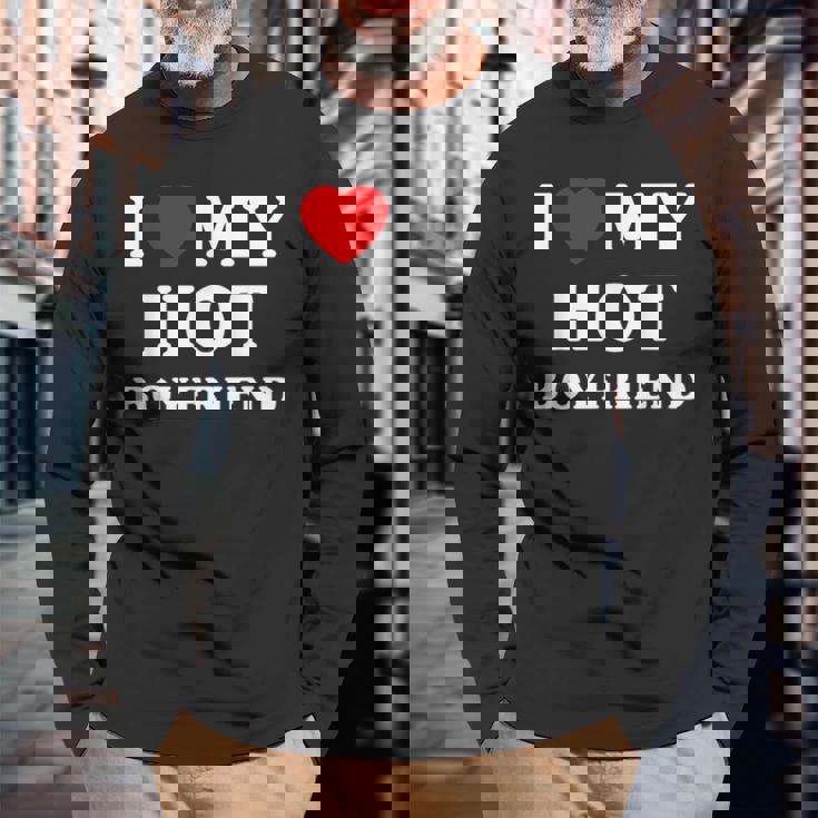 I Love My Hot Boyfriend シャツ マッチング I Heart My Boyfriend 長袖Tシャツ 高齢者への贈り物