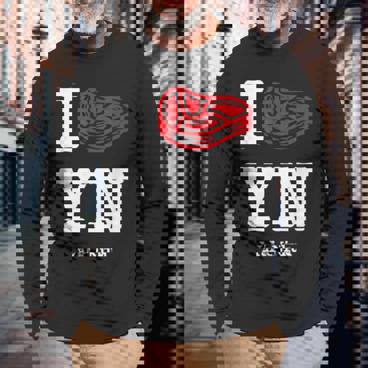 I Love Yakiniku Bbq 日本バーベキュー グルメ ユーモア ガールズ 大 長袖Tシャツ 高齢者への贈り物