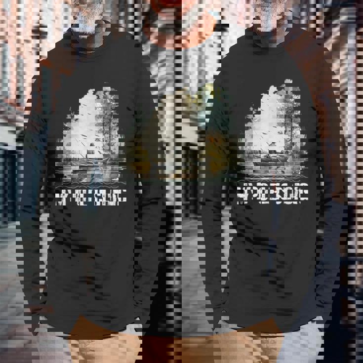 My Pole Is Long Fishing ハンティング フィッシャーマン ハンター 父の日 長袖Tシャツ 高齢者への贈り物