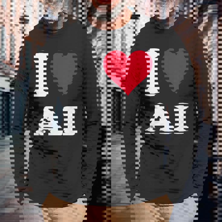 Red Heart I Love Ai 長袖Tシャツ 高齢者への贈り物