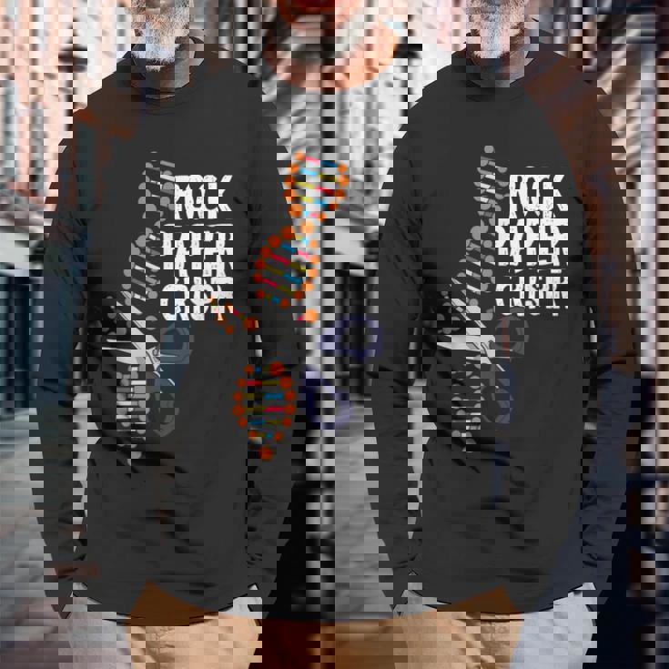 Rock Paper Crispr Dna 生物学者 遺伝子工学 長袖Tシャツ 高齢者への贈り物