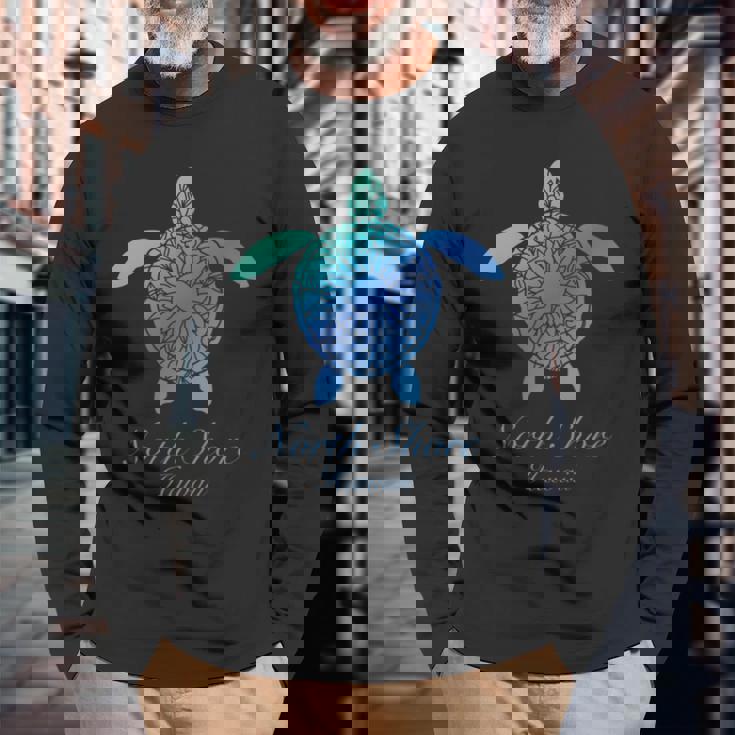 Save The Hawaii ウミガメ ハワイアン ブルー トライバル タートル ホヌ 長袖tシャツ 長袖Tシャツ 高齢者への贈り物