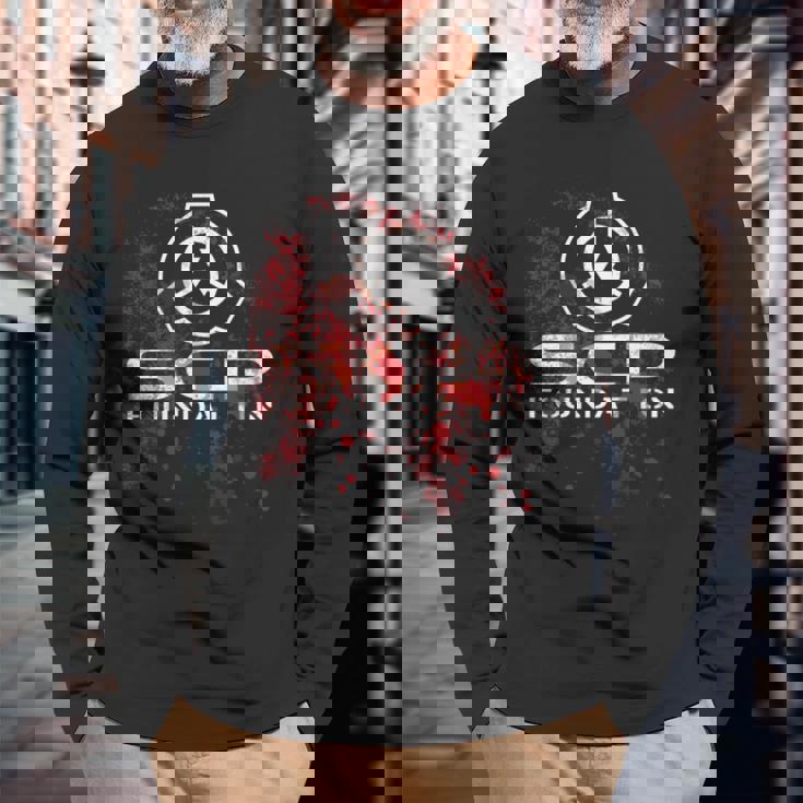 Scp、財団、血で 長袖tシャツ 長袖Tシャツ 高齢者への贈り物