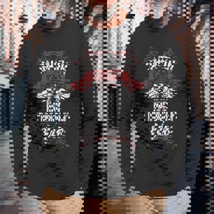 Simpson Blood Runs Through Myeins 苗字 Family 長袖Tシャツ 高齢者への贈り物