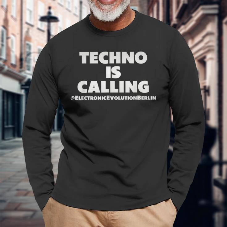 Techno Appelle Musique Techno Berlin Musique Techno T-shirt à manches longues Cadeaux pour les vieillards
