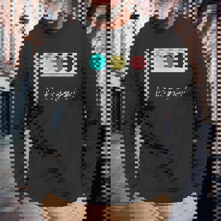 Traffic Light It's Green 信号機 メンズ レディース おしゃれ ユニーク おもしろ 長袖Tシャツ 高齢者への贈り物