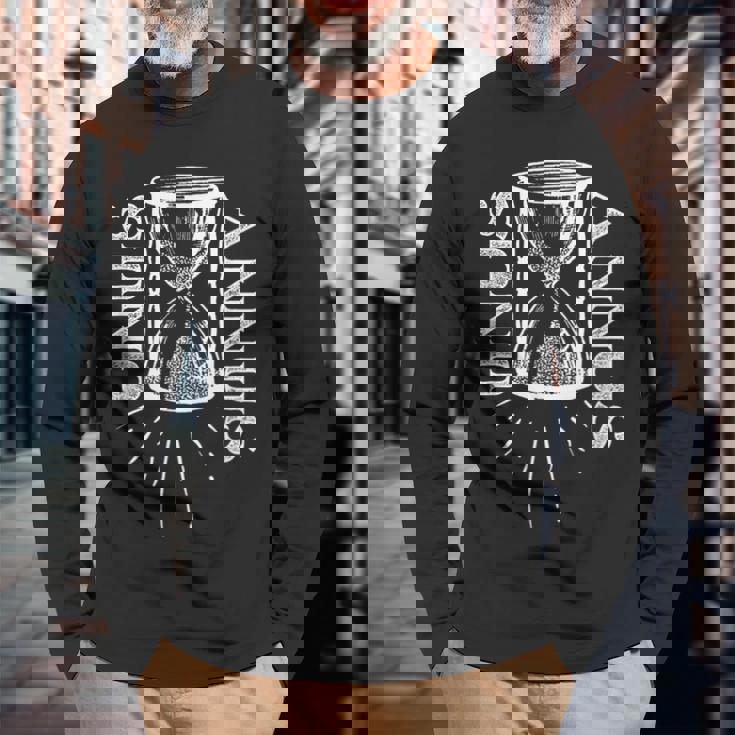 Unus Annus 砂時計 長袖Tシャツ 高齢者への贈り物