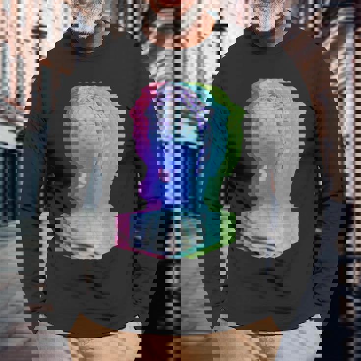 Vaporwave シュールグリッチアートシャツ 長袖Tシャツ 高齢者への贈り物