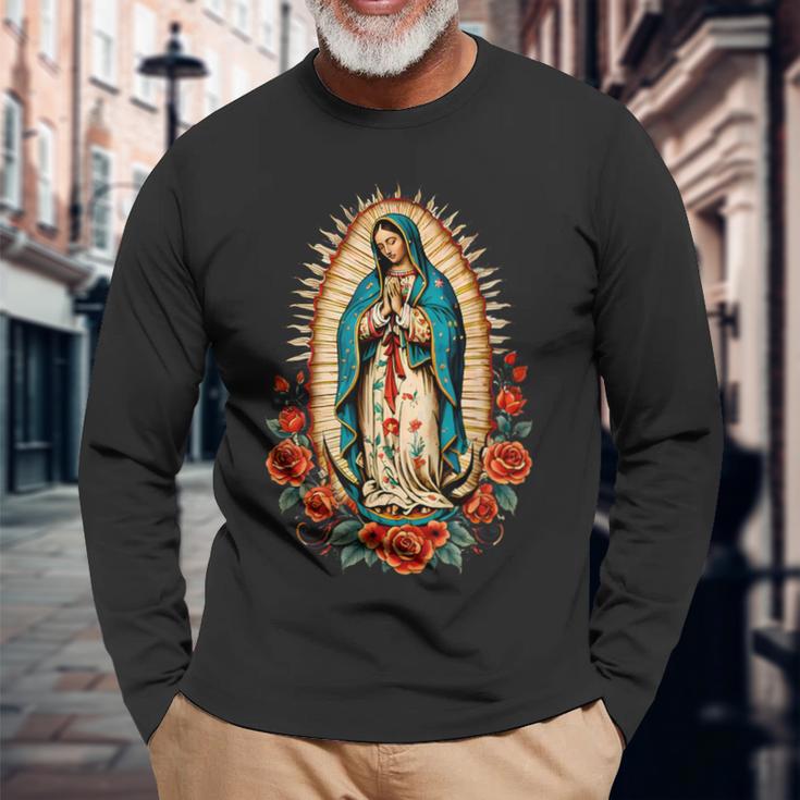 Virgen De Guadalupeirgen María Nuestraeñora De Guadalupe Camiseta de manga larga Regalos para ancianos
