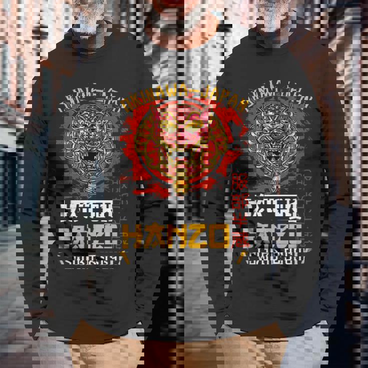 Warrior Warrior 沖縄 日本 はっとり 半蔵 剣と寿司 長袖Tシャツ 高齢者への贈り物