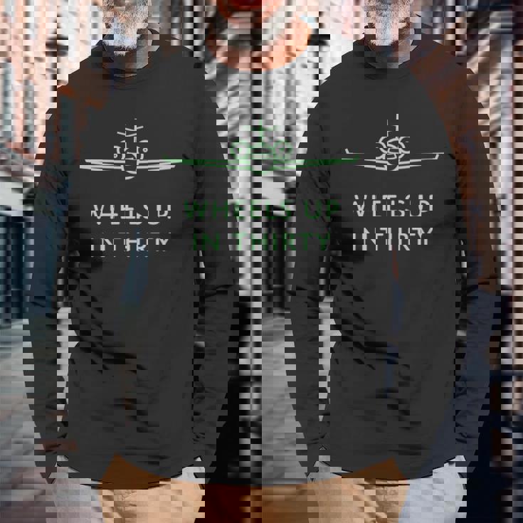 Wheels Up In Thirty プライベートジェット用語 長袖tシャツ 長袖Tシャツ 高齢者への贈り物