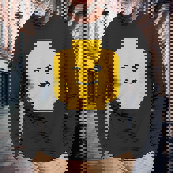 Winking Winky Face ミニフィグ ブリックトイtシャツ 長袖Tシャツ 高齢者への贈り物