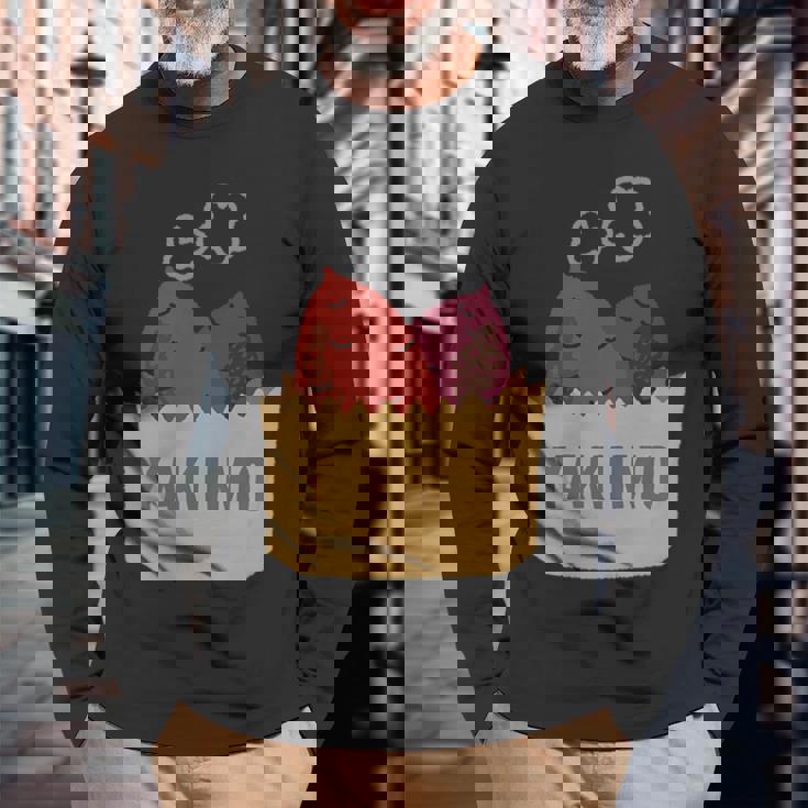 Yakiimo Imo 焼き芋 さつまいも 焼き芋好き ワンポイント ポケット デザイン おもしろ かわいい おしゃれ 長袖Tシャツ 高齢者への贈り物