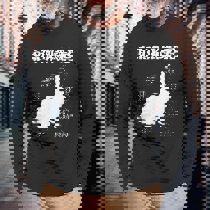 うさぎの解体新書 ウサギ好き うさぎ好き うさぎの飼い主 おもしろ かわいい うさぎ 兎 ウサギ 長袖Tシャツ 高齢者への贈り物