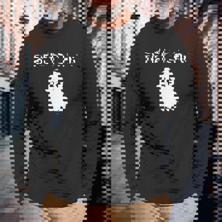 おばけこわい おばけ ハロウィン かわいい おもしろ ファミリー 親子 お揃い 長袖Tシャツ 高齢者への贈り物