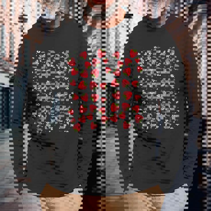 かわいいいちご原宿 美的いちご柄 長袖Tシャツ 高齢者への贈り物