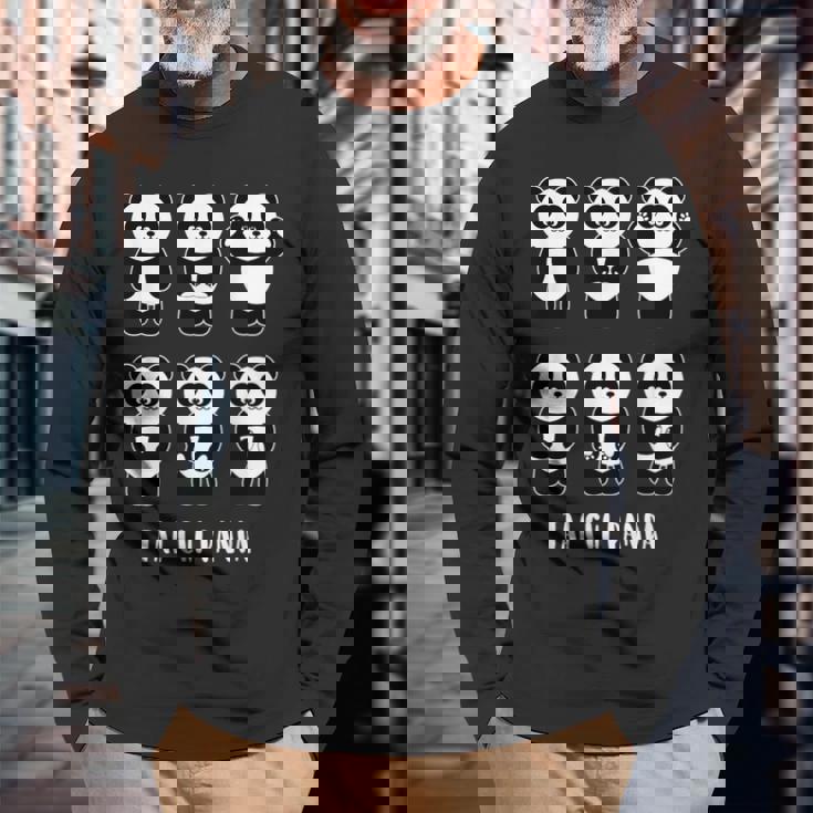 かわいいパンダ 太極拳 格闘技ギフト 長袖Tシャツ 高齢者への贈り物