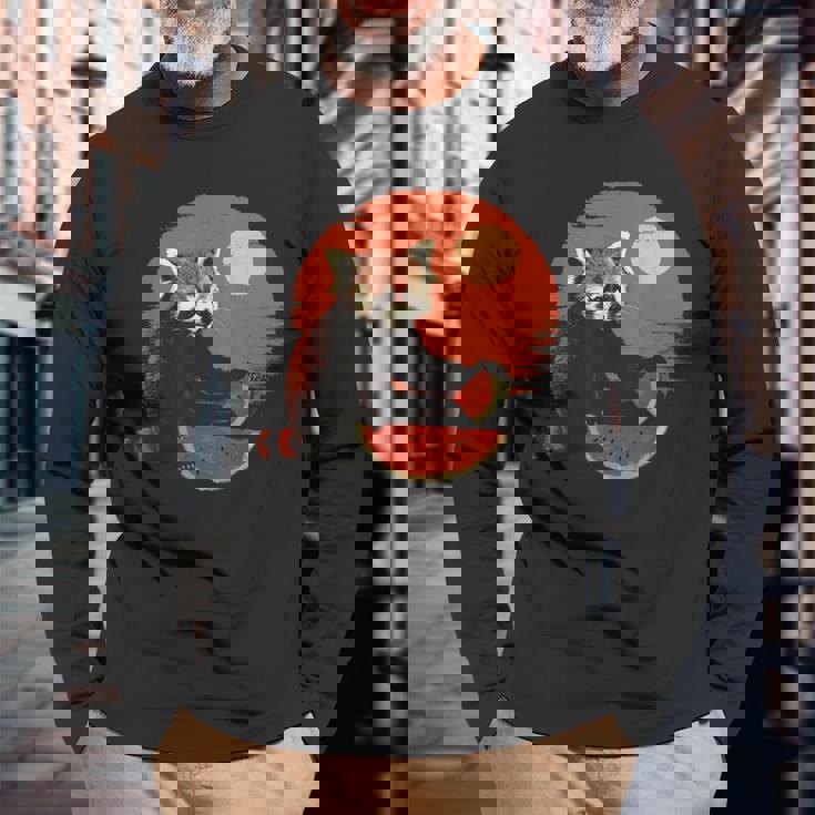 かわいいリトルパンダ くまの子 レッサーパンダ ベビーパンダ 長袖Tシャツ 高齢者への贈り物