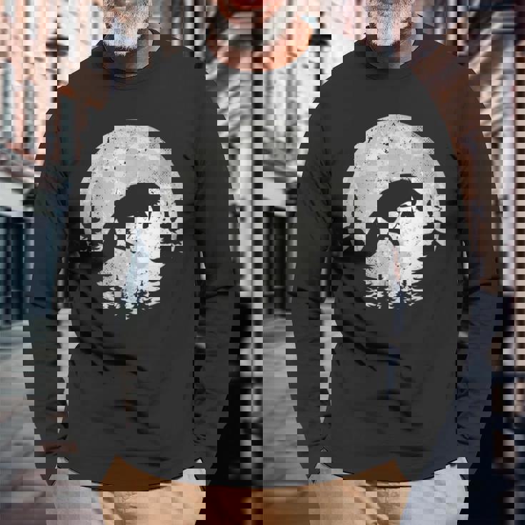 きつね 北海道 ムーンフォックスジャンプ 動物の自然を探している 長袖Tシャツ 高齢者への贈り物