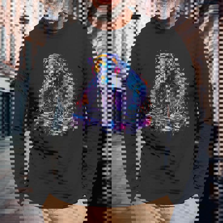 くま Dj ビートメーカー ターンテーブル Dj くま ダンス 音楽 熊の恋人 長袖Tシャツ 高齢者への贈り物