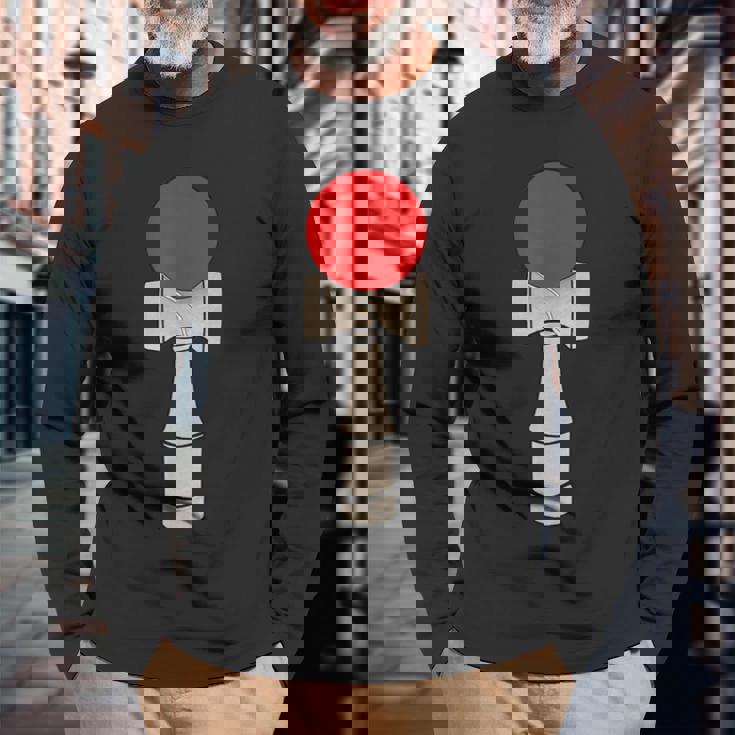 けん玉 日本製ボールとカップシャツ 長袖Tシャツ 高齢者への贈り物