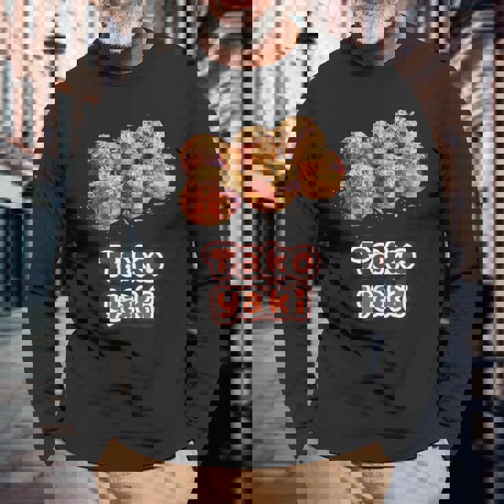 たこ焼き Takoyaki（ご飯タイム）たこやき【変なデザイン屋さん】大阪 面白い 長袖Tシャツ 高齢者への贈り物