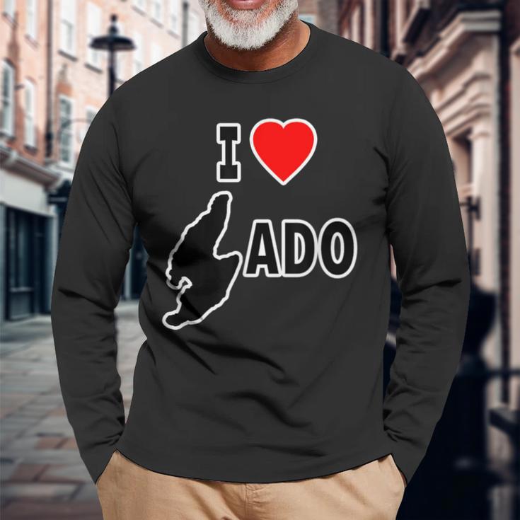 アイラブ・Sado 佐渡島 地図（I Love ハート）【47都道府県】Jimo-T ジモティ お土産 面白 長袖Tシャツ 高齢者への贈り物