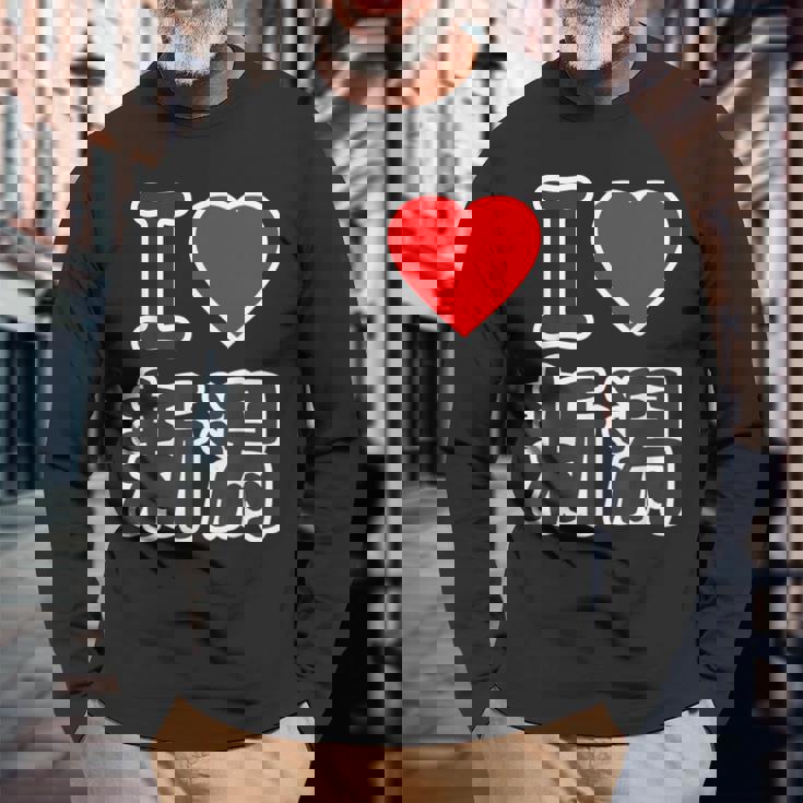 アイラブ・新潟（I Love ハート）Big 大きな文字 ハート【47都道府県】ジモティ お土産 面白 長袖Tシャツ 高齢者への贈り物