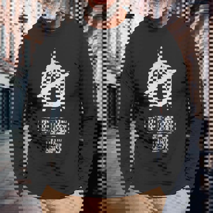 アナーキーサイン、カオス、パンク、パンクロック、アナーキー 長袖Tシャツ 高齢者への贈り物