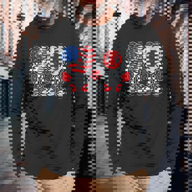 アメリカと日本 ハート フレンドシップ 長袖Tシャツ 高齢者への贈り物