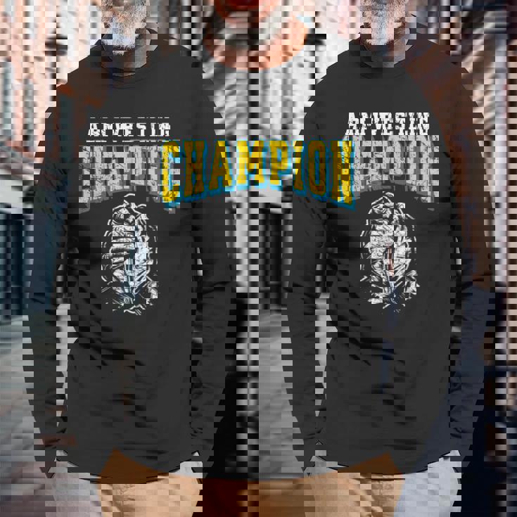 アームレスリングチャンピオン アームレスリング 長袖Tシャツ 高齢者への贈り物