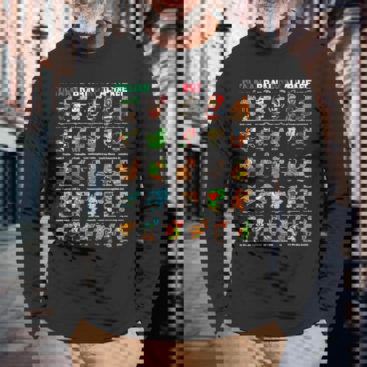 イタリアンブレインロットアルファベットキャラクター おもしろミーム 長袖Tシャツ 高齢者への贈り物