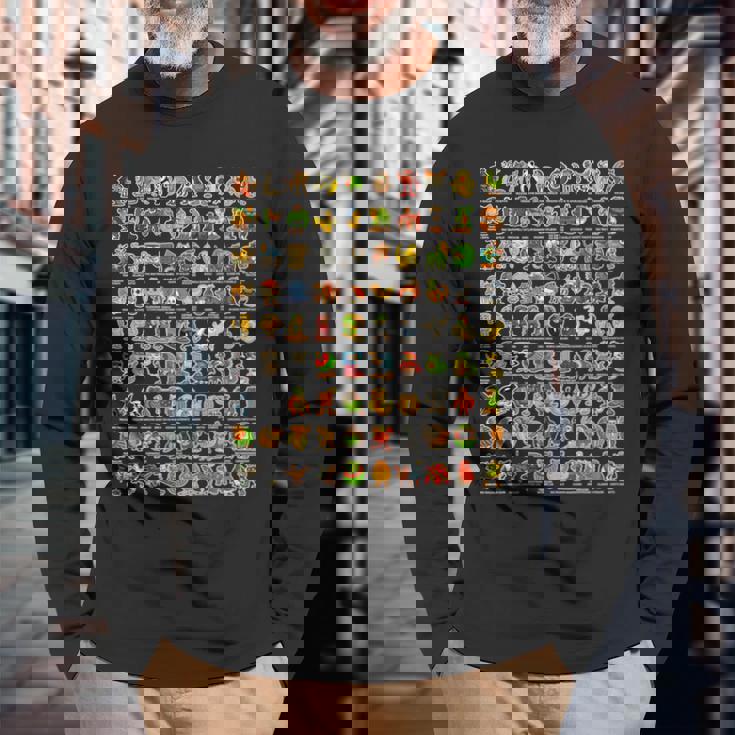 イタリア語-ブレインローz世代面白いミーム90ブレインロットキャラクター 長袖tシャツ 長袖Tシャツ 高齢者への贈り物