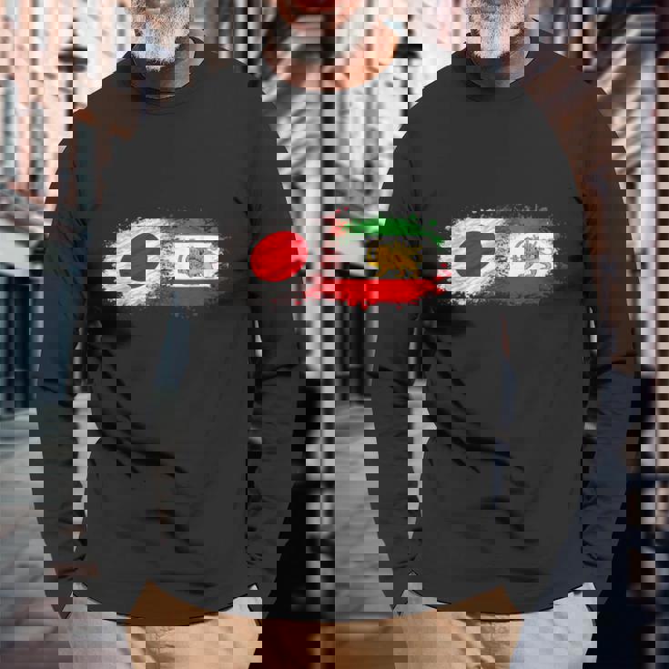 イランと日本一緒、半分日本人、半分イラン人 長袖Tシャツ 高齢者への贈り物