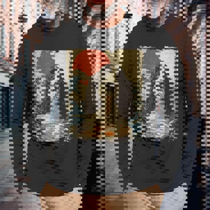 イングリッシュスプリンガー・スパニエル 英語 スプリンガー スパニエル 犬 ラーメン 長袖Tシャツ 高齢者への贈り物