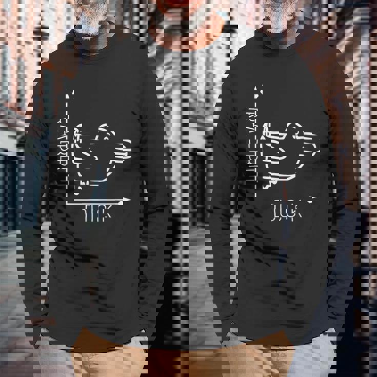 ウィトゲンシュタインのウサギのアヒル 前から後ろへの光のイリュージョン 長袖Tシャツ 高齢者への贈り物