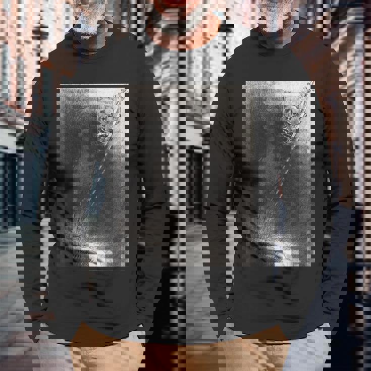 オディロン・ルドン著「そして彼にかかった彼の名は死だった」 長袖Tシャツ 高齢者への贈り物