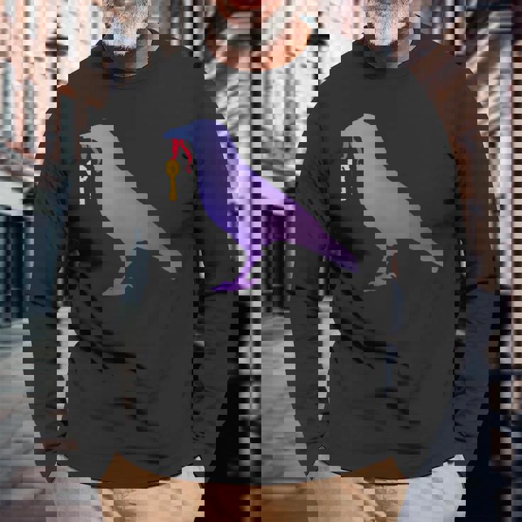 カラス カラス カラス シャツ ゴールド キーホルダー 青い鳥 カラス 長袖Tシャツ 高齢者への贈り物