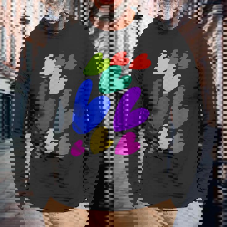 カラフルハート 長袖Tシャツ 高齢者への贈り物