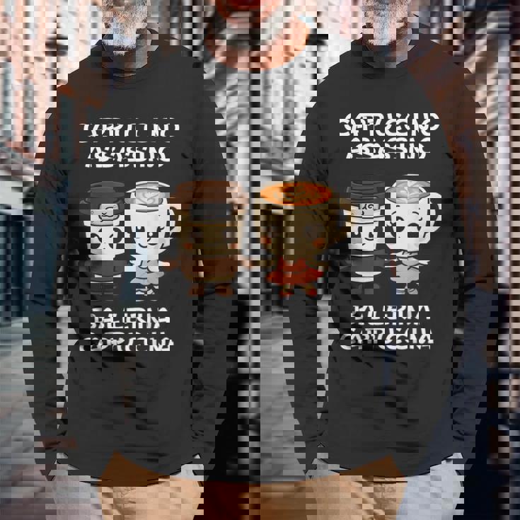 カワイイカプチーノ アサシーノ バレリーナ イタリアン ブレイン ミーム 長袖Tシャツ 高齢者への贈り物