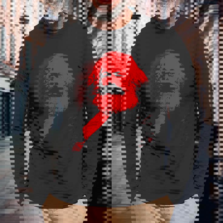 カール・マルクス哲学者哲学共産主義者 長袖Tシャツ 高齢者への贈り物