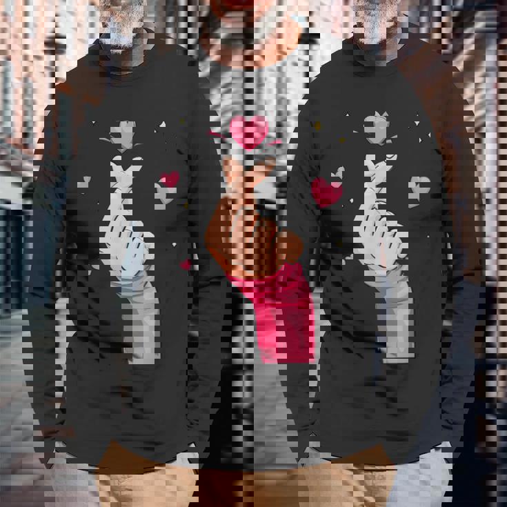 メンズ レディース キッズ グラフィックデザイン バレンタイン ハート ラブ 長袖Tシャツ 高齢者への贈り物