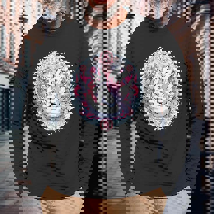 キツネ かわいい コスチューム 九尾狐 ドラゴンズ 長袖Tシャツ 高齢者への贈り物